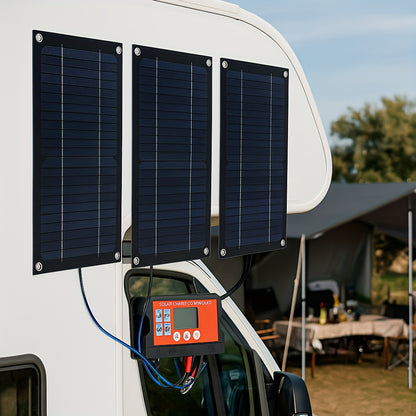 Fast Charging Solar Panel Kit, 100W 200W Monocrystalline Solar Panel with 100A PWM Controller, Portable for RV Camping Outdoor Adventure, Car Boat Battery Charger, Without Battery