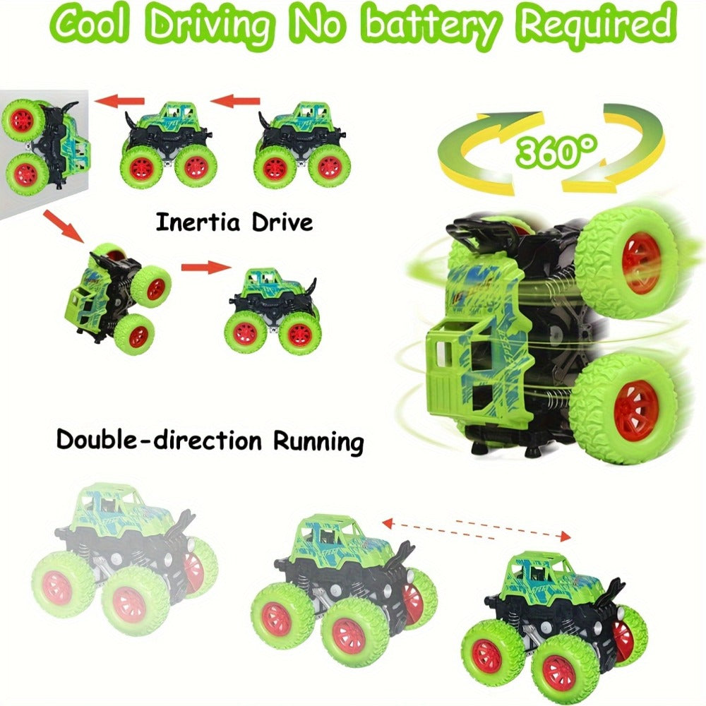 Mini Pull Back Truck Toys Bulk Pack 12pcs – Friction Powered Push & Go Stunt Car Trucks for Boys Girls Kids Teens – Birthday Party Favors Goodie Bag Fillers Vehicle Playset