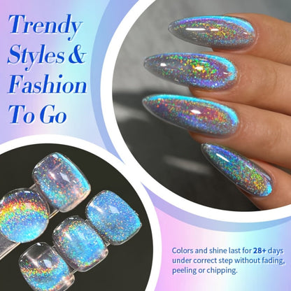9D Cat Eye Gel Nail Polish Holographic Rainbow Swirl 10ml – Magnetic Multi-Dimensional Sparkle, Soak-Off UV LED Semi-Permanent 30-Day Wear, Salon Quality Nail Art for Women DIY Home Manicure