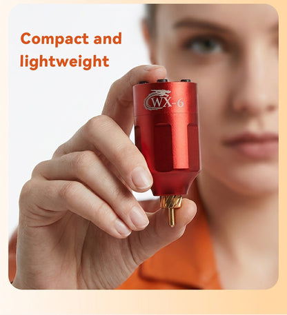 Wireless Tattoo Power Supply Portable Rechargeable Battery LED Digital Display RCA DC Connector Coreless Motor for Rotary Tattoo Pen Machine - Red Silver Black