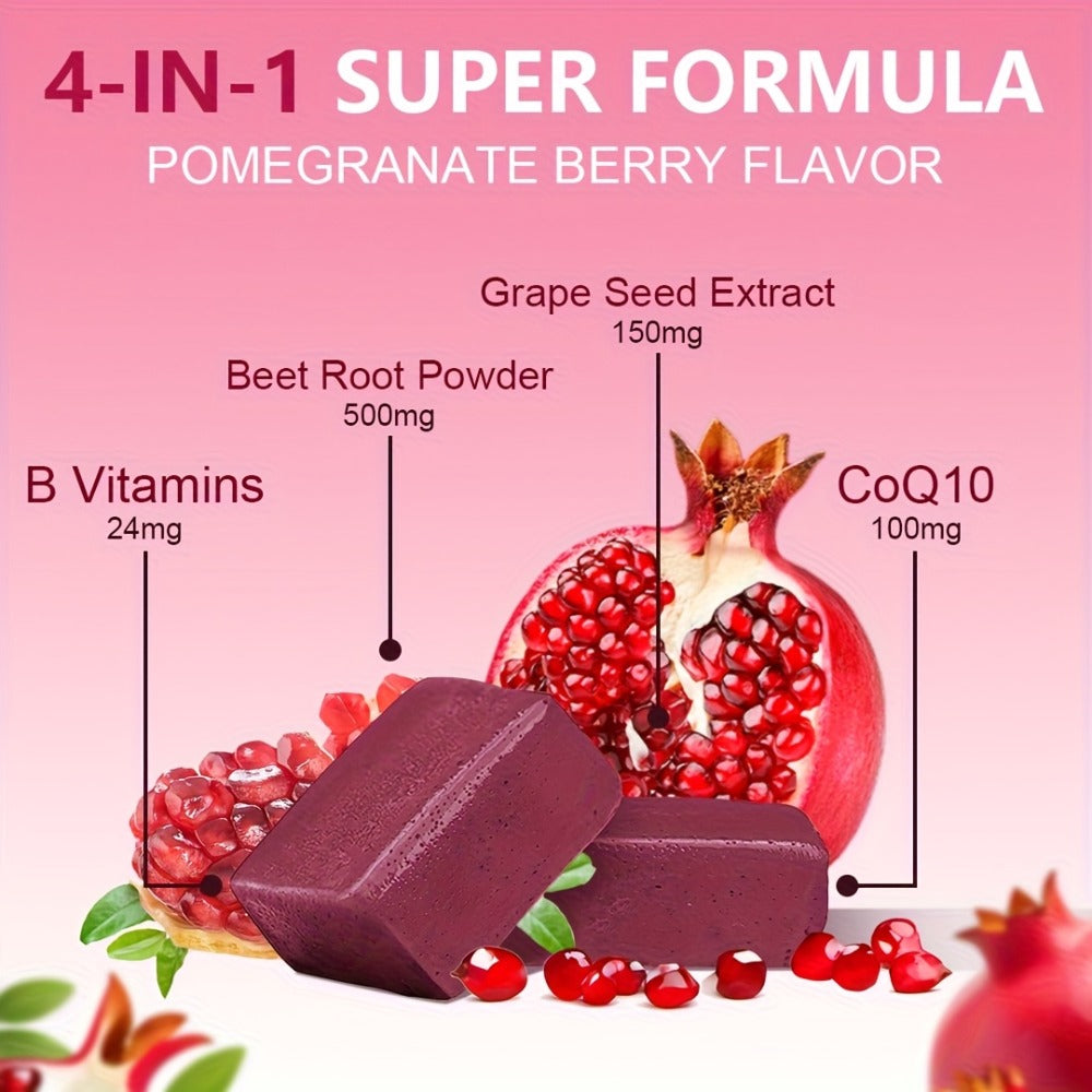 Beetroot Gummies with CoQ10, Grape Seed Extract & Multivitamins — Blood Pressure Support, Heart Health, Circulation & Antioxidant Defense, Chewable Beet Root Supplement for Women & Men, 60-120 Count