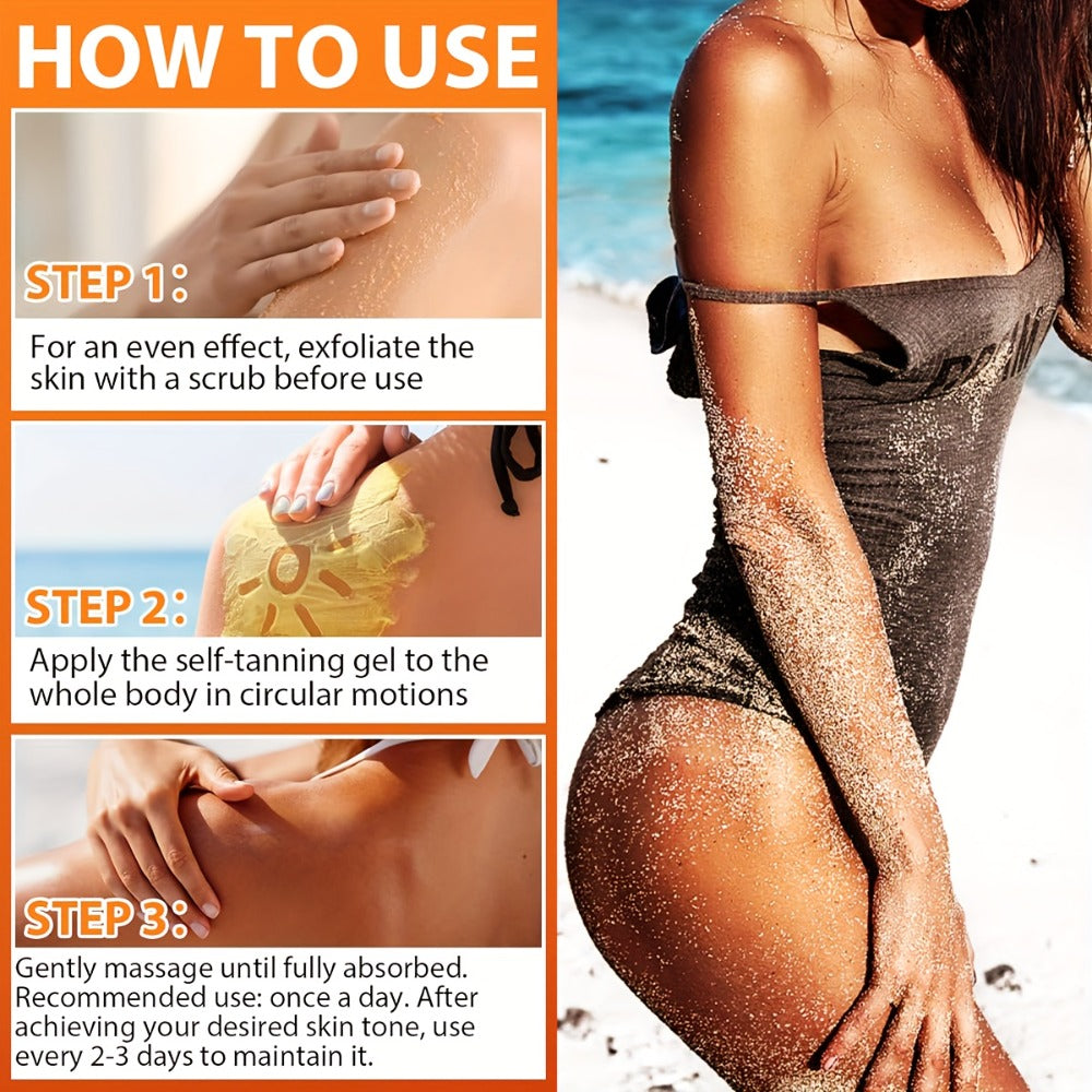 Self Tanning Cream Glycerin Coconut 200ml — Streak-Free Natural Glow Moisturizing Fake Tan Lotion Low-Allergy for Dry Sensitive Skin Beach Outdoor Year-Round Sun-Kissed Tan Women Men