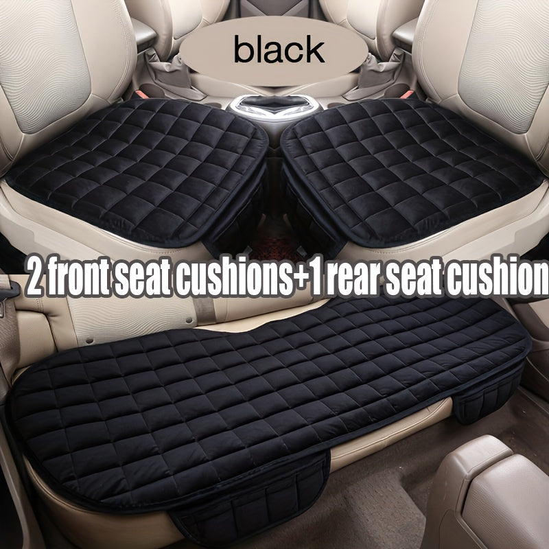 1/2/3pcs Plush Plaid Thickened Heat-Insulating Car Seat Cushions, Car Seat Front And Rear Seat Protection Pads, Non-Slip Protection Pads, Universal Car Interior, Suitable for Various Models of Breathable Car Seat Cushions