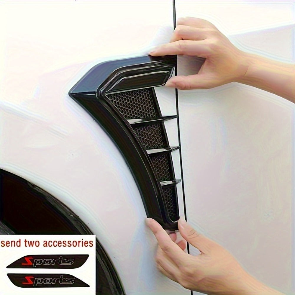 Car Shark Gill Fender Vents - Matte Black TPU Self-Adhesive Side Vent Stickers, Anti-Collision Exterior Styling Decoration for Sedans, Trucks & SUVs, Aggressive Sport Look Upgrade (2-Piece Set)