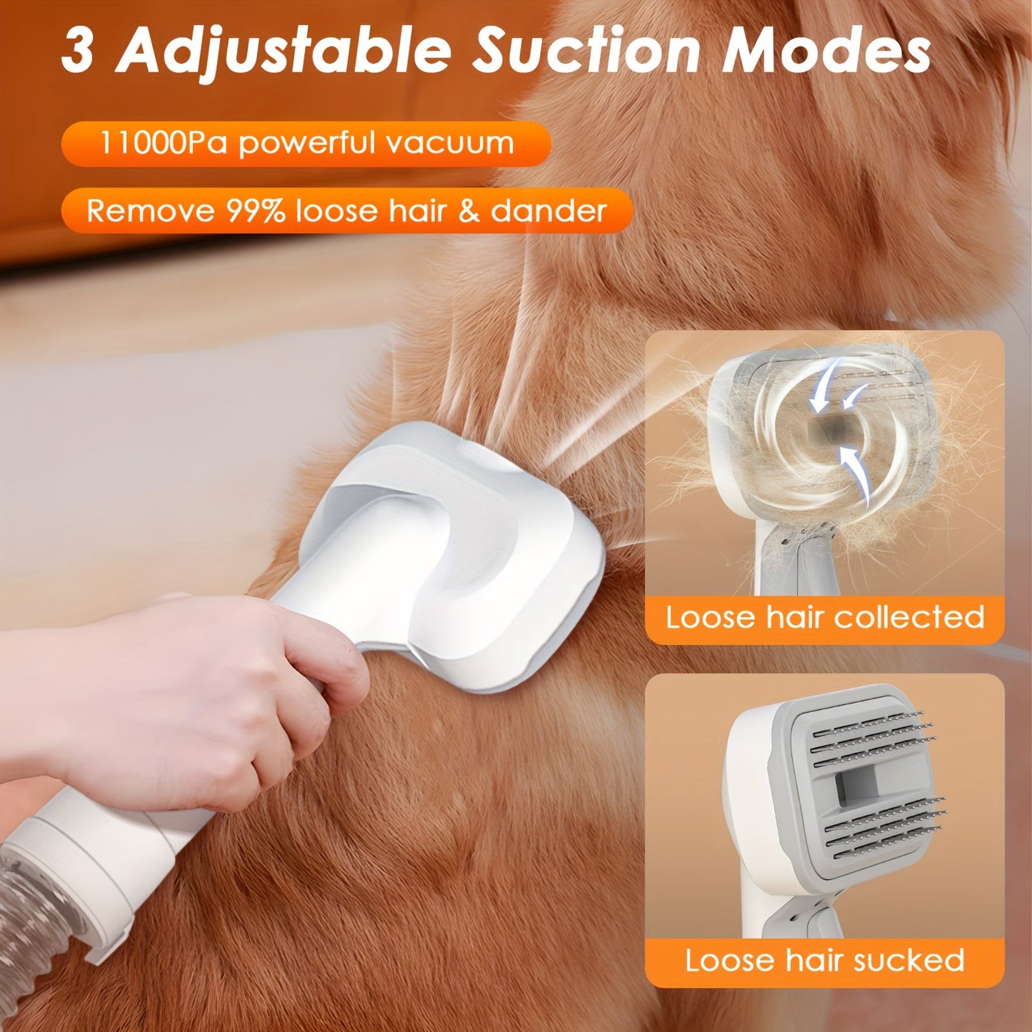 Dog Grooming Vacuum 8-in-1 & 9-in-1 with Dryer Function – 2.2L Large Cup, Low Noise Pet Grooming Vacuum for Shedding, 6 Grooming Tools, Strong Suction Home Dog Grooming Kit (Purple or Orange)