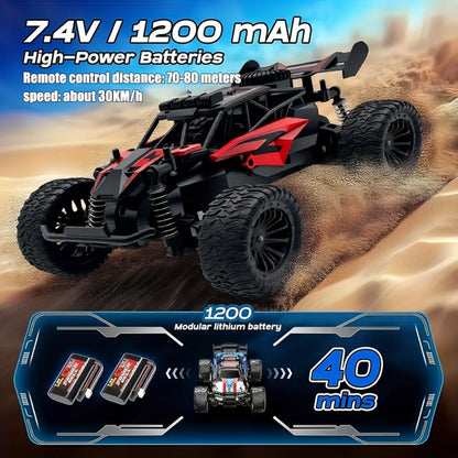RC Monster Truck 1:18 Scale Alloy 2.4GHz Off-Road Remote Control Car with LED Headlights & All-Terrain Tires, High Speed 33KM/H – Birthday Gift for Kids Boys Girls Adults Ages 6+