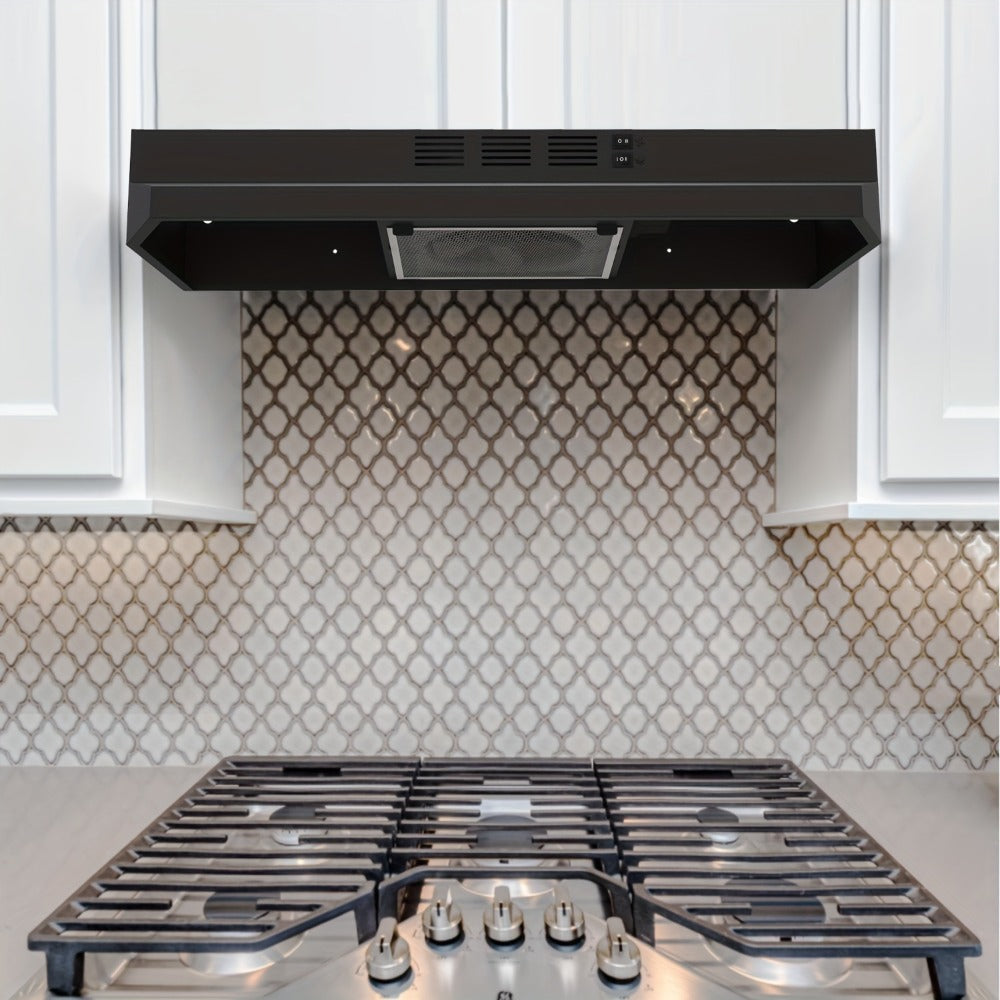 Range Hood 30 Inch Under Cabinet | Ducted & Ductless Convertible Kitchen Vent Hood with LED Light & 2-Speed Exhaust Fan, Stainless Steel – Black, White & Silver, Easy Install