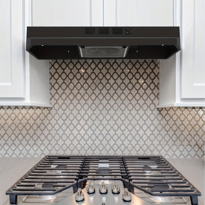 Range Hood 30 Inch Under Cabinet | Ducted & Ductless Convertible Kitchen Vent Hood with LED Light & 2-Speed Exhaust Fan, Stainless Steel – Black, White & Silver, Easy Install
