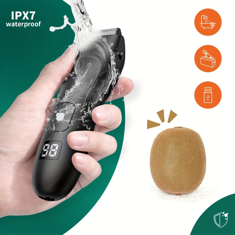 Groin Trimmer Men IPX7 Waterproof Ceramic Blade Electric Body Shaver – LCD Battery Display & Replaceable Head, Wet Dry Safe Ball Trimmer Grooming Kit for Sensitive Areas Pubic Hair Manscaping