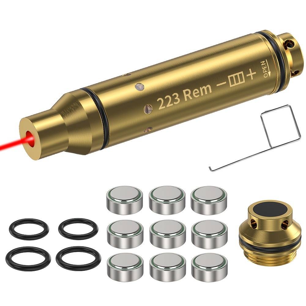 Dry Fire Laser Training Cartridge Multi-Caliber – 9mm 45ACP 223Rem 380ACP 357Sig 308Win 12GA 40Cal 6.5mm 7.62x39 | H59 Brass | Class IIIA Red Laser | Aperture Aiming | Batteries Included