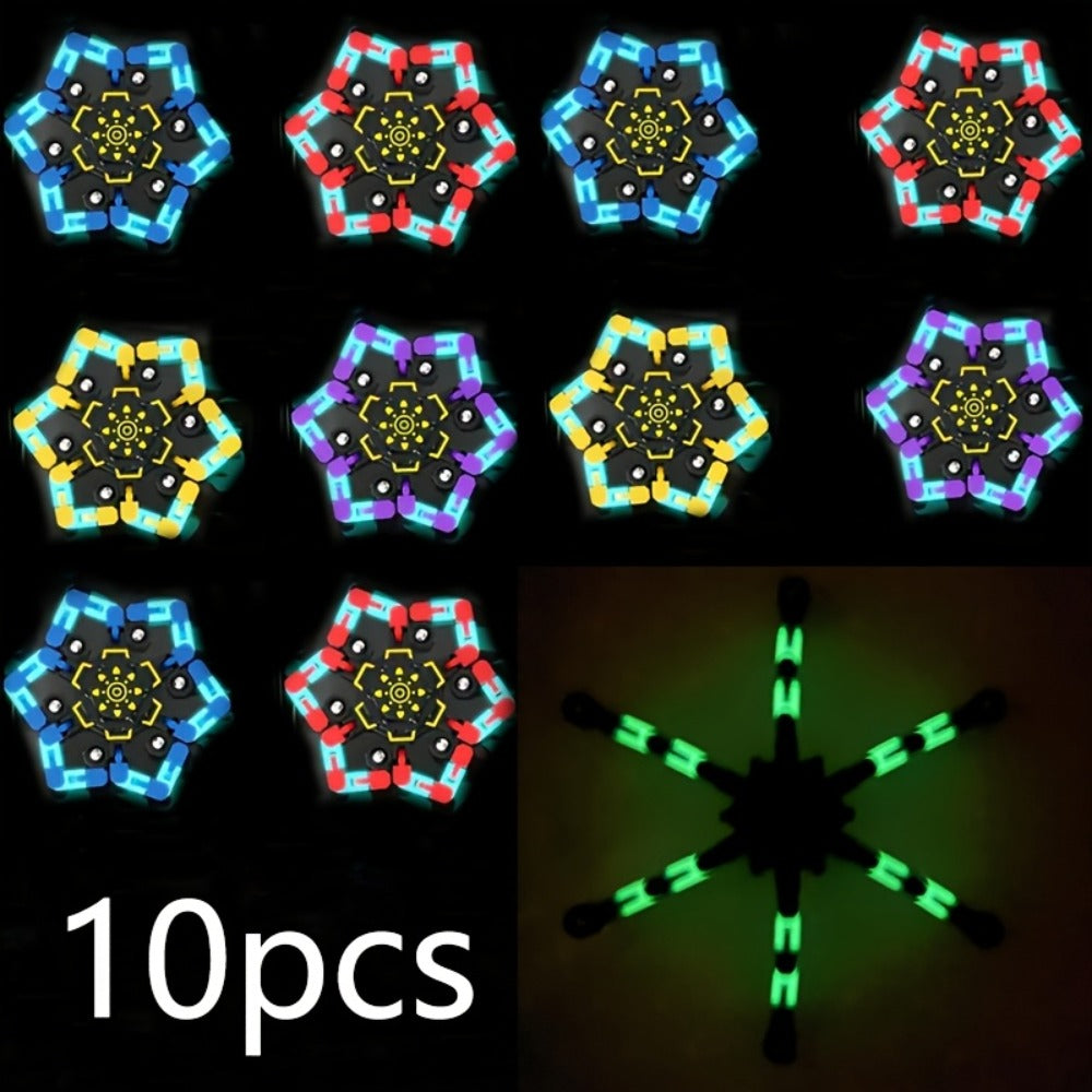Fidget Spinners Robot Fingertip Toys 10 or 15 Pack – Stress Relief Mechanical Gyro Spinning Tops, Luminous & Standard, Party Favors for Kids Adults