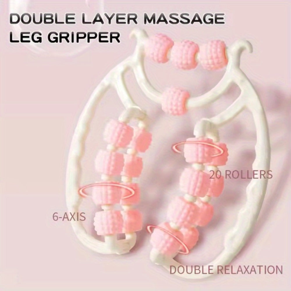Leg Roller Massager 20-Wheel Manual Body Roller with Textured Bumps for Circulation – Portable Leg, Thigh, Waist & Back Roller for Home Gym Travel, Circulation Booster & Muscle Relief Fitness Tool