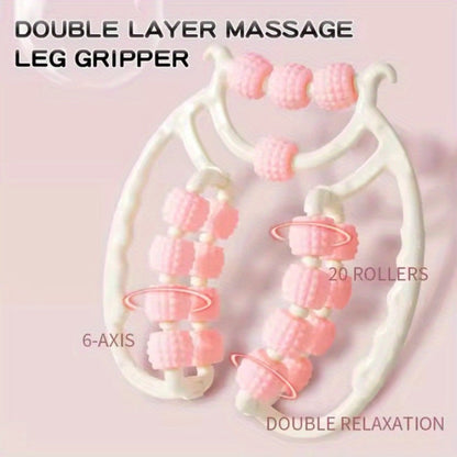 Leg Roller Massager 20-Wheel Manual Body Roller with Textured Bumps for Circulation – Portable Leg, Thigh, Waist & Back Roller for Home Gym Travel, Circulation Booster & Muscle Relief Fitness Tool