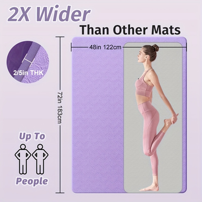 Extra Large TPE Yoga Mat 6’×4’ – 10mm Extra Thick Non-Slip Exercise Mat with Alignment Lines, Double-Sided Grip, 24 Sq Ft Professional Yoga Mat for Women & Men, Home Workout, Pilates & Gym
