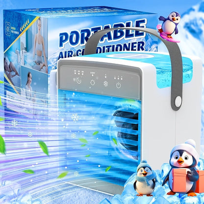 Portable Mini Air Conditioner Fan | Personal Evaporative Cooler with 3-Speed Settings & Timer, Quiet Desktop Cooling Fan for Room, Home, Office & Car Use – USB Powered, Compact Design