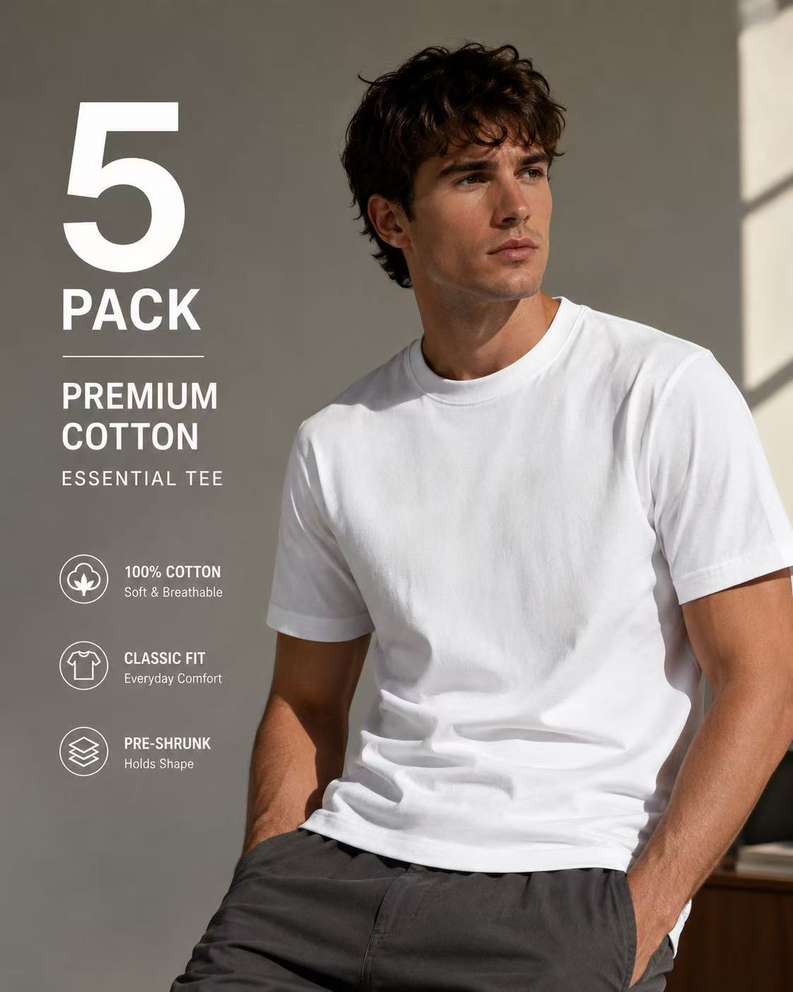 Men's Classic T-Shirt - Crew Neck Short Sleeve