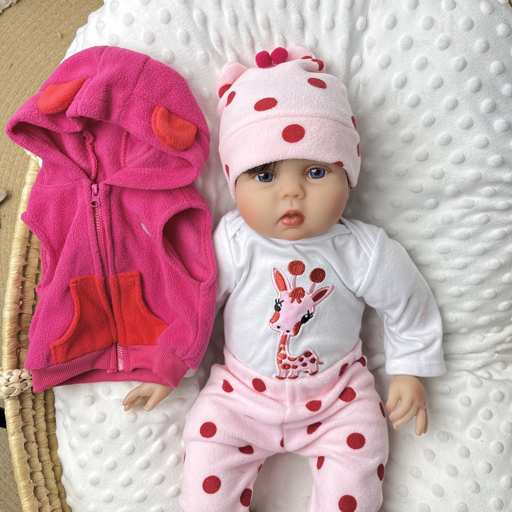 Reborn Baby Doll 22 Inch with Pink Giraffe Plush – 55cm Realistic Newborn Girl Soft Vinyl & Cloth Body, Acrylic Eyes, Attached Wig, Birth Certificate & Outfit Included, Gift for Kids & Collectors