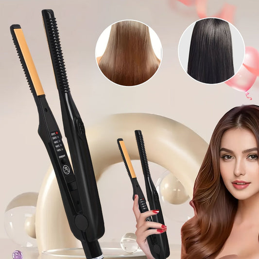 Root Crimper & Hair Straightener Curling Iron 2-in-1 with 4-Mode Adjustable Temp, Fast Heat-Up Wavy Hair Crimper Flat Iron for Women — Professional Salon & Home Travel Styling Tool, Black