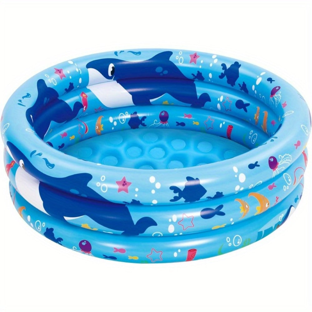 Whale Inflatable Kiddie Pool 34 Inch for Toddlers & Dogs – 3-Ring Ocean Pattern Baby Pool, 90lb Capacity Portable Backyard Water Play Pit, Ball Pit Sandbox Pet Cooling Pool, Summer Birthday Gift