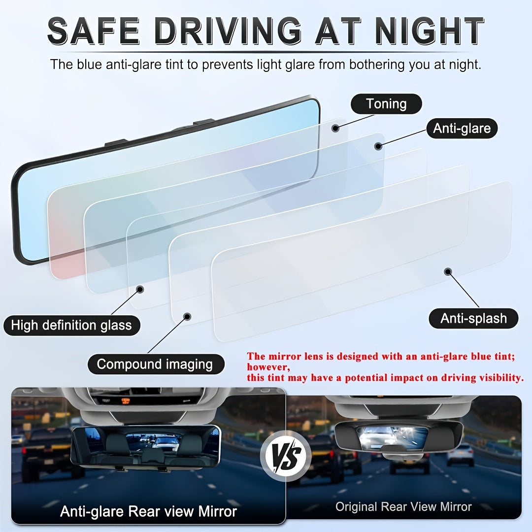 [HD Panoramic Rearview Mirror] HD Panoramic Clip-on Rearview Mirror - Wide-angle Field Of View, Reduces Blind Spots, Improves Driving Safety for All Vehicles, Easy Installation, Eliminates Tunnel Effect