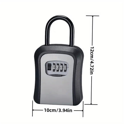 Wall-Mounted Key Lock Box with Resettable Password - Waterproof Outdoor Key Safe Box, Security Lock Box for Home Garage Garden Office Store, Heavy Duty Metal Construction, Black
