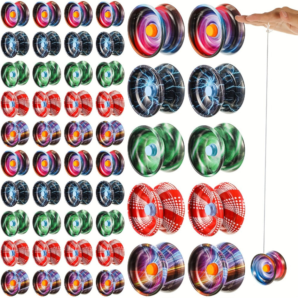 Metal Alloy Yoyo Bulk 50 Pcs Responsive Yo-Yo Set for Beginners Kids Adults Auto Return String Trick Yoyos Colorful Party Favors Gift Boys Girls Students