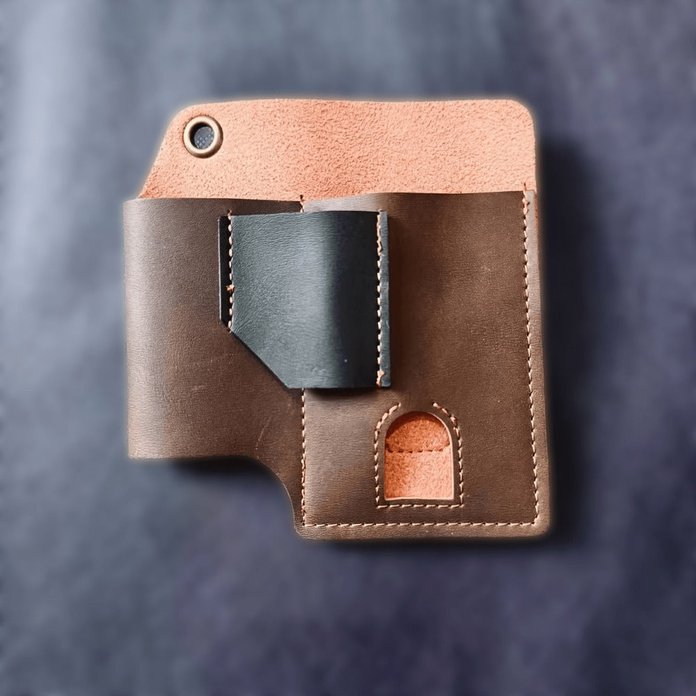Multitool Belt Holster with Belt Clip & Loop, EDC Everyday Carry Organizer Sheath for Multi-Tools, Flashlight & Pen Holder, 4x5.5x1 Inch, Fits Leatherman Gerber & Most Multitools, Black & Brown
