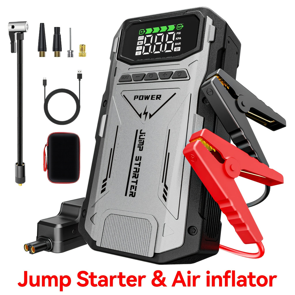 12000mAh Jump Starter for Car, Jump Starter with Air Compressor, Battery Jump Starter Portable5000A Peak 150PSl Digital Tire Inflator, Car Battery Charger Portable for 12V (8.5LGas/1.85gal Diesel) USB Input/output, LED Emergency, Car Accessories