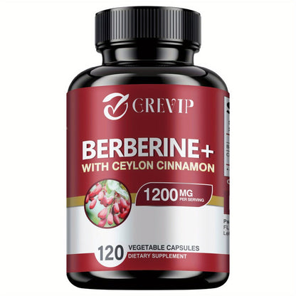 Berberine + Ceylon Cinnamon Supplement 120 Capsules – Support Healthy Cholesterol, Blood Sugar & Heart Health | Berberine HCl Dietary Supplement for Women & Men