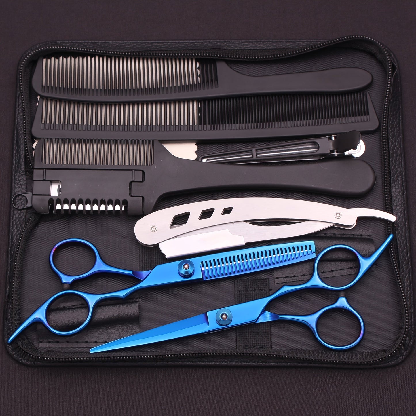 Professional Hair Cutting Scissors & Thinning Shears Set 6.0 Inch - 4CR Stainless Steel 62HRC, 20-30% Thinning Rate, Hairdressing Comb & Razor Included, Salon & Home Use for Stylists