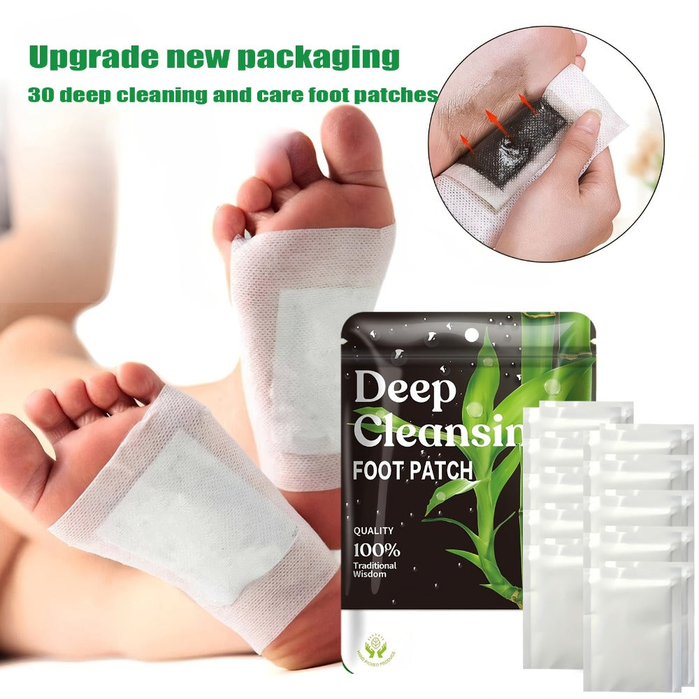 Detox Foot Patches with Bamboo Vinegar Ginger & Lavender — Natural Plant Formula Deep Cleansing Overnight Foot Pads, Moisturizing Soothing Foot Care for Tired Aching Feet, Home Spa Wellness Gift