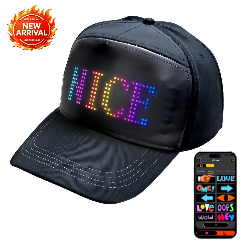 LED Party Hat App Controlled Programmable Light Up Hat – Custom Text Music Images for Rave Club Dance Halloween 4th of July Festival, Cool Gift for Boys Girls Men Women