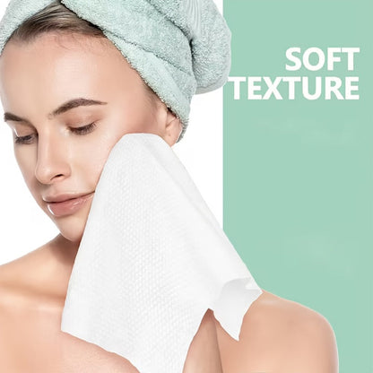 Disposable Face Towels Jumbo Ultra-Soft Extra Thick – Highly Absorbent Dry Wet Dual-Use Facial Wipes for Makeup Removal, Facial Cleansing, Spa & Travel, All Skin Types, 50 / 100 / 150 Sheets per Pack