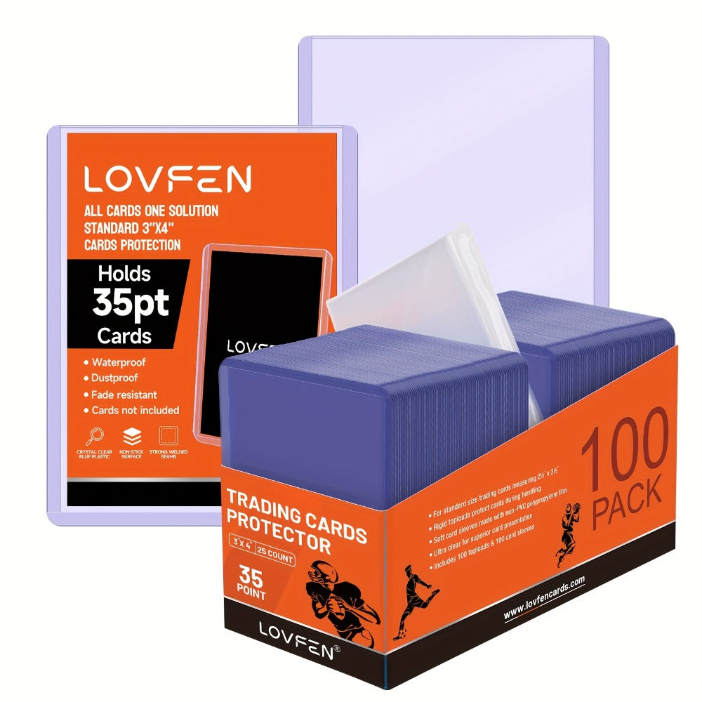 Card Top Loaders and Sleeves 200ct – 100 Hard Plastic 3x4 Top Loaders + 100 Soft Penny Sleeves for Baseball Football Pokemon MTG Sports Trading Card Protectors, Bulk Card Collector Bundle Gift