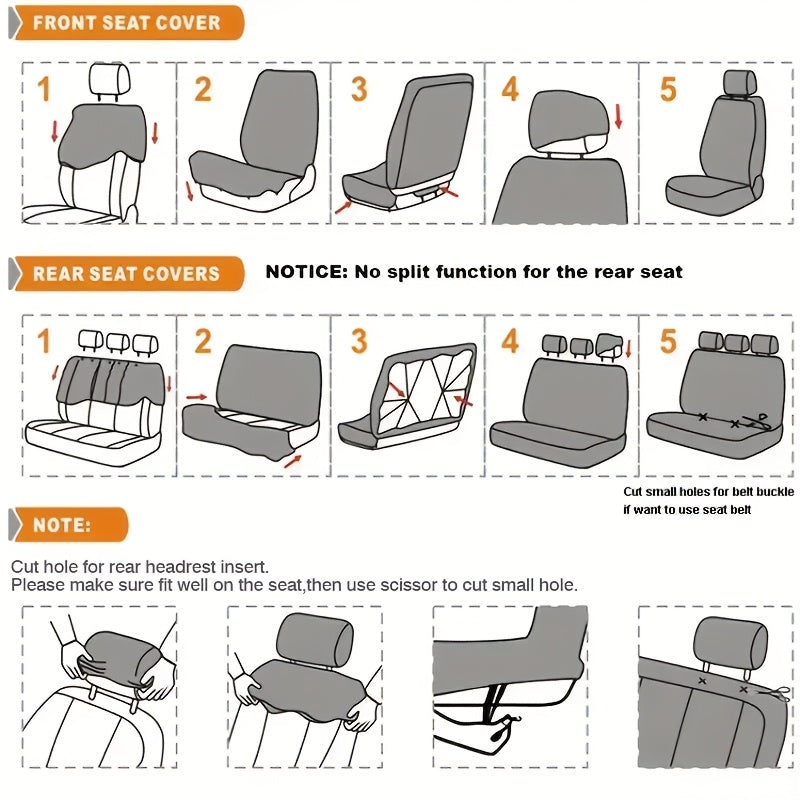 5-Seater Car Seat Covers - Protect Original Seats, Dust-Proof, Thickened And Wear-Resistant, Fabric And Breathable, All-Season Universal Fits All 5-Seater Models