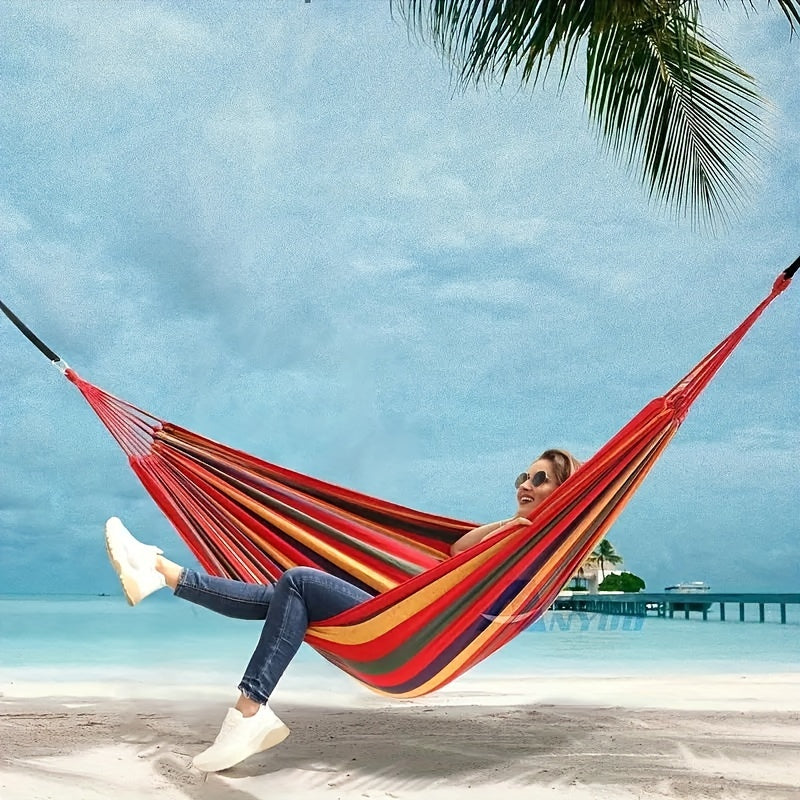 Camping Hammock Single Person Colorful Fabric Anti-Roll Design 330 lbs Capacity with Tree-Friendly Straps Portable Carrying Bag Outdoor Indoor Backyard Lounging