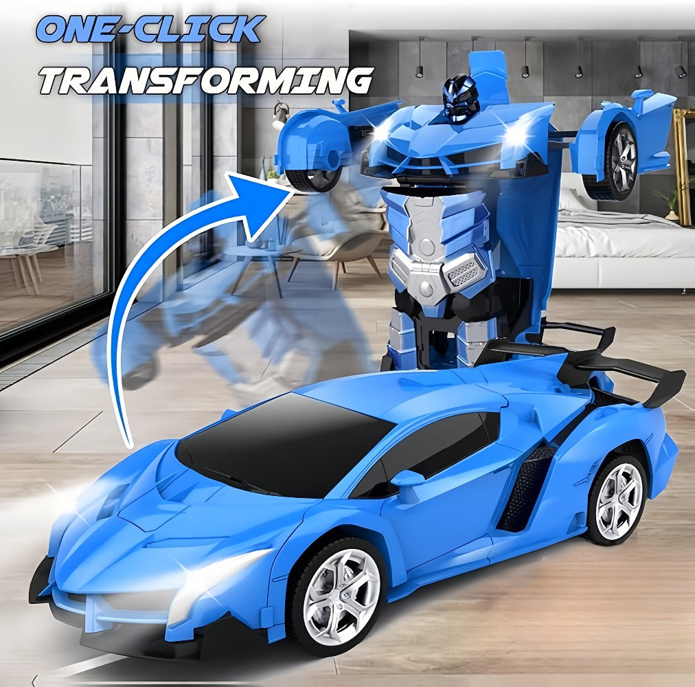Transforming RC Robot Car for Kids 2.4GHz – One-Button Deformation Stunt Car 360 Drift LED Lights, Remote Control Toy Gift for Boys Ages 3 4 5 6 7 Birthday Easter Christmas (Red/Blue/Yellow)