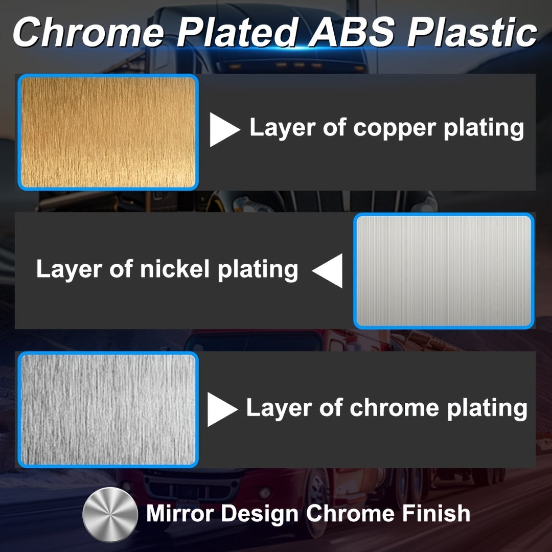 ABS Chrome Plastic Front And Rear Axle Cover Kits with 33mm Thread-on Flange Nut Covers for Semi Trucks In Pairs (Flat Top Front 2 Set & Whole 2+4 Set)