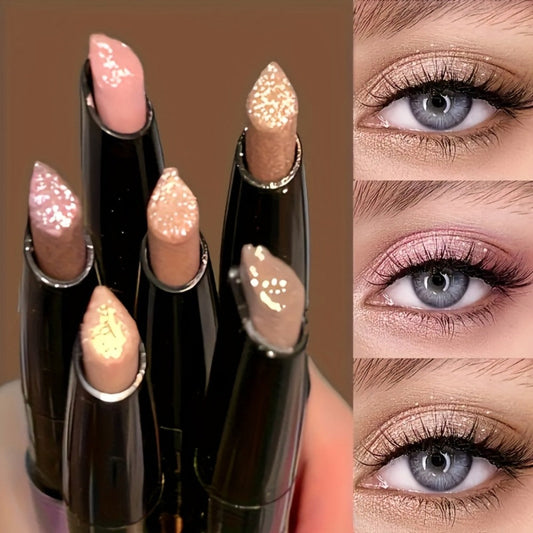 Shimmer Eyeshadow Stick Set 6 Pcs for Women – Pearl Sparkling Waterproof Long-Lasting Eye Makeup Pens with Squalane, Easy Blendable No-Brush Eyeshadow Kit, Gift for Her