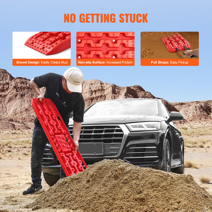 Traction Boards 2-Pack – 10-Ton Off-Road Vehicle Recovery Boards for Mud, Sand & Snow, High-Strength PP with Pull Straps & Storage Bag for SUV, Truck & RV
