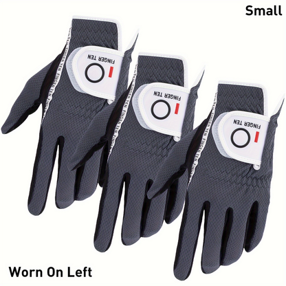 Wet Weather Golf Gloves Rain Grip 3-Pack for Men | Breathable Water-Resistant Golf Gloves for Left & Right Hand – Durable Comfortable Fit in Hot & Wet Conditions (Black, Gray, White | S–3XL)
