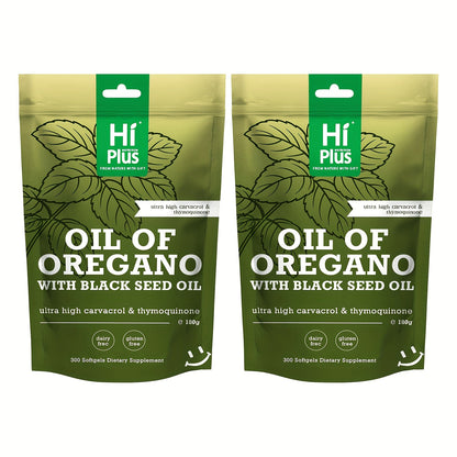Oregano Oil Black Seed Oil Softgels 2-in-1 Immune Support — 4x Strength Carvacrol 200mg Thymoquinone | Plant-Based Antioxidant Antimicrobial & Respiratory Health | 300 Capsules
