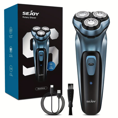Electric Shaver Men 3D Floating Rotary Head Rechargeable Razor – Pop-Up Trimmer 1-Hour Fast Charge LCD Display, Wet Dry Shaving Machine Replaceable Cutter Head for Home & Travel Daily Grooming
