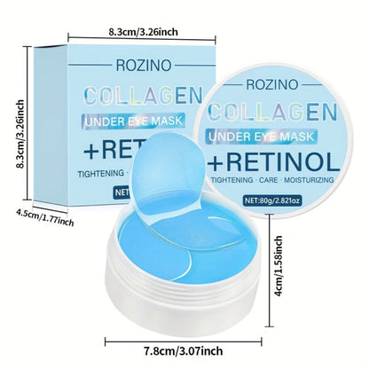 Retinol Collagen Eye Mask 60pcs 80g – Firming Under Eye Patches for Dark Circles, Puffiness, Sagging & Fine Lines, Deep Moisturizing Anti-Aging Eye Pads Gift for Women All Skin Types