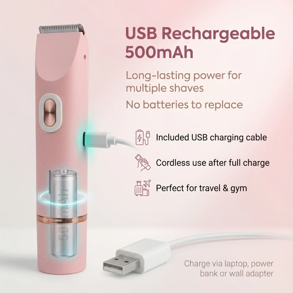 Electric Shaver & Bikini Trimmer for Women Dual Head USB Rechargeable – Multipurpose Face Body Hair Removal for Arms Legs Underarm, Portable Cordless Razor Pink Gift Set
