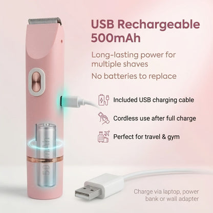 Electric Shaver & Bikini Trimmer for Women Dual Head USB Rechargeable – Multipurpose Face Body Hair Removal for Arms Legs Underarm, Portable Cordless Razor Pink Gift Set