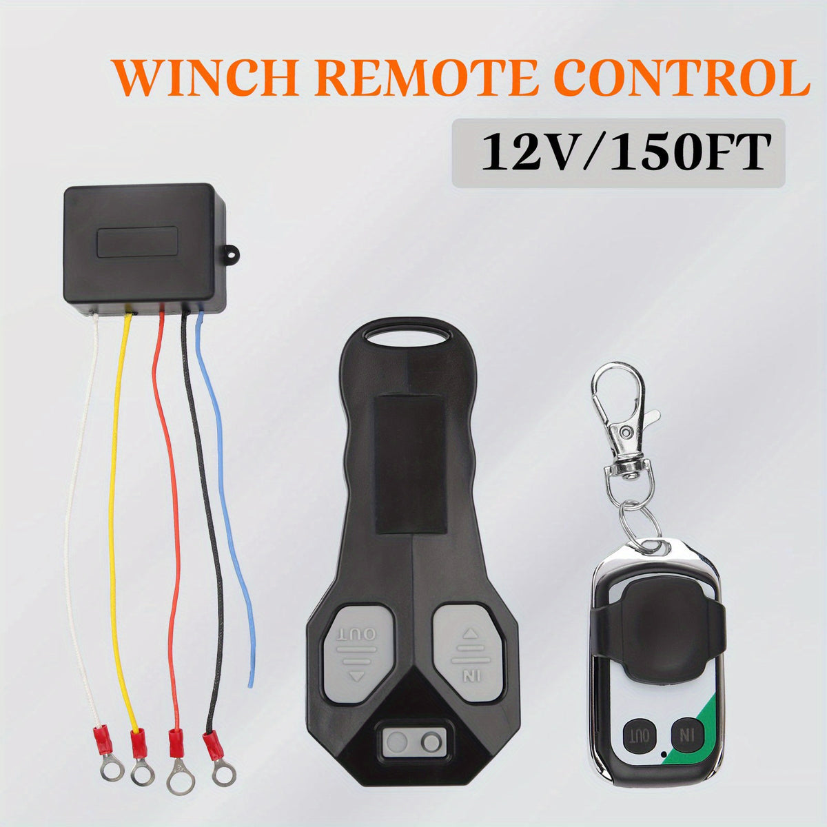 150ft Long Range Winch Remote Control Kit with 2 Remotes and 12V Switch Handset for Truck, ATV, SUV