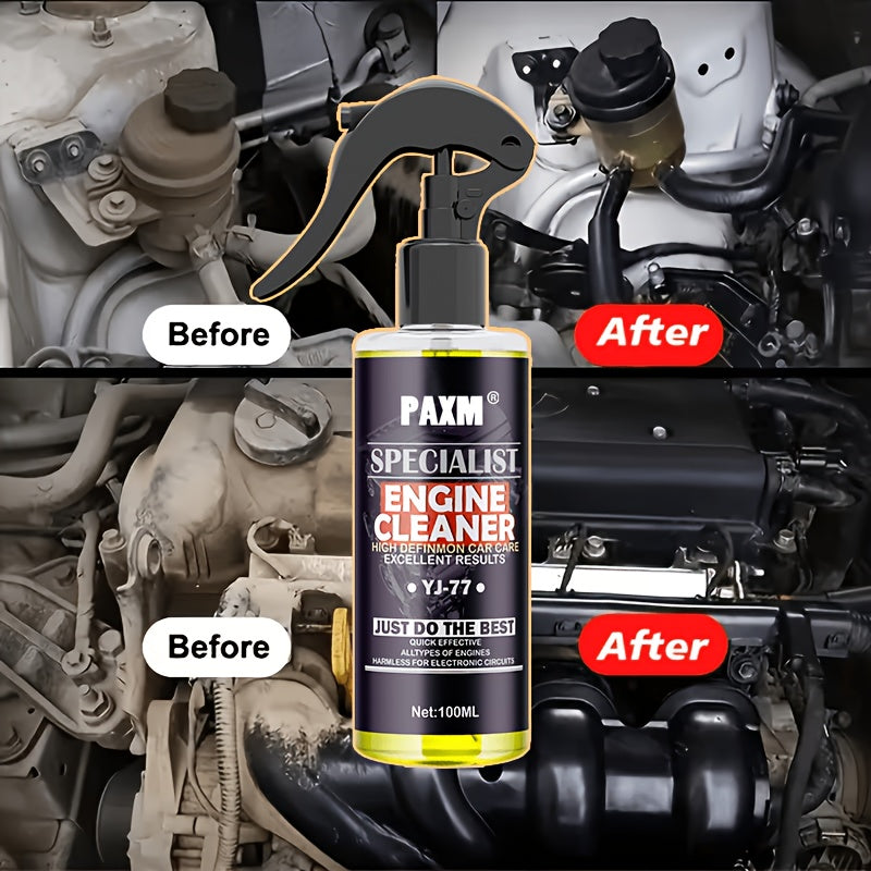 3.38oz Car Engine Cleaner | Quickly Removes Oil Stains, No Rinsing Required. Engine Bay Maintenance Cleaner for Restoration And Detailing. Effectively Polishes And Extends Engine Life. Suitable for All Vehicles.