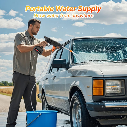 Cordless Pressure Washer 300W - 6-in-1 Nozzle, 1.3GPM Handheld Car Wash Gun with 15000mAh Battery, 60-Min Runtime for Car, Home, Garden & Floor Cleaning