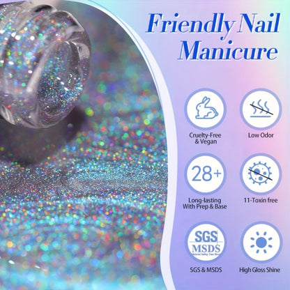 9D Cat Eye Gel Nail Polish Holographic Rainbow Swirl 10ml – Magnetic Multi-Dimensional Sparkle, Soak-Off UV LED Semi-Permanent 30-Day Wear, Salon Quality Nail Art for Women DIY Home Manicure